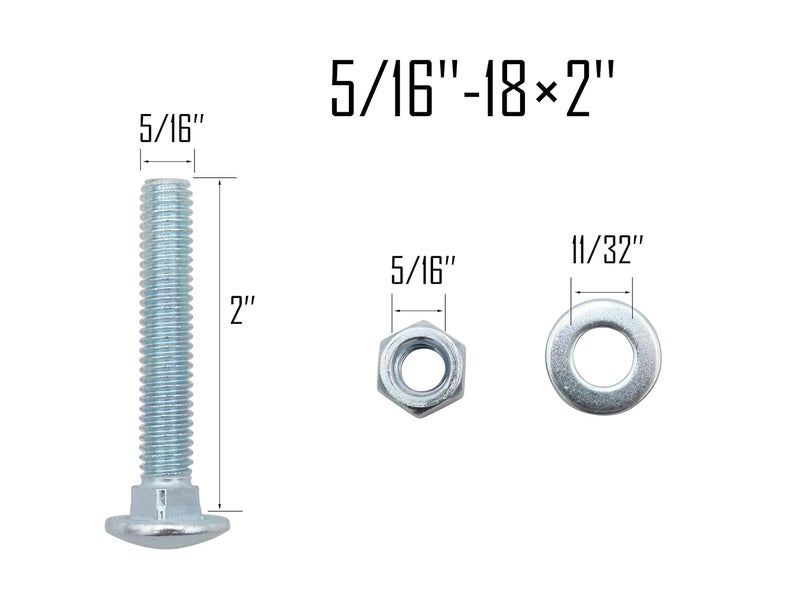 LBY 10 Sets Carriage Bolts Screws Assortment Kit, 5/16-18 x 2'' Round Head Square Neck Bolts (with Hex Nuts and Flat Washers), Carbon Steel (Zinc Plated), Silvery - Image 4